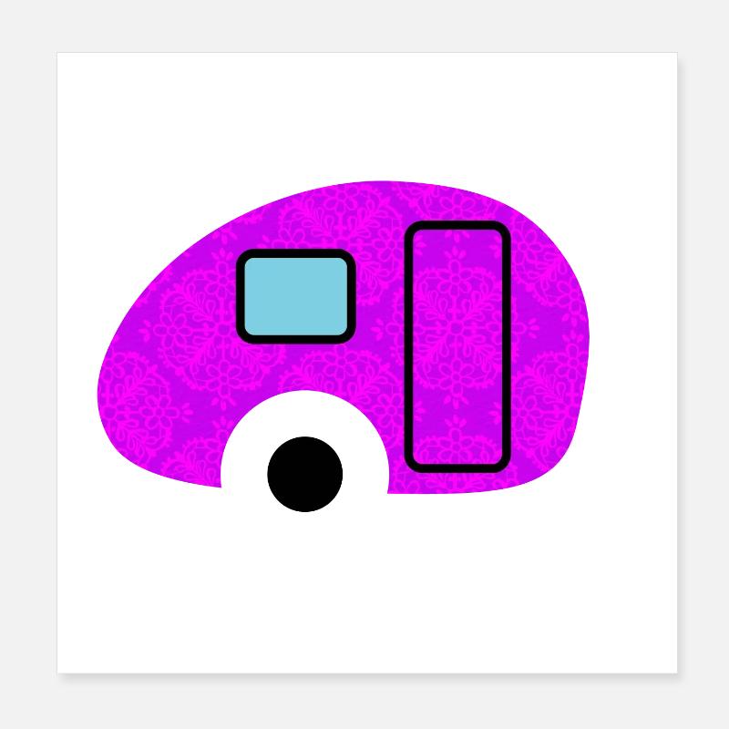 Caravan Caravan Camping Camper wallpaper pink retro Poster 8" x 8" (20x20 cm)