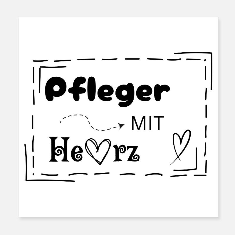 Pfleger mit Herz - Poster 20x20 cm - Weiß