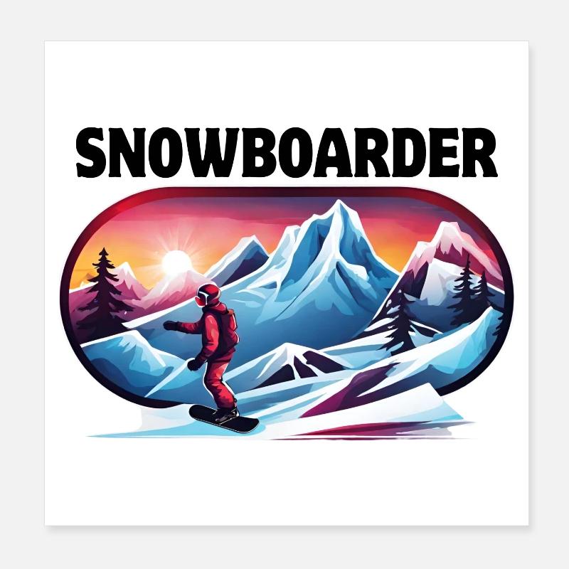 ski, snowboard, station de ski, snowboarder Poster 20 x 20 cm