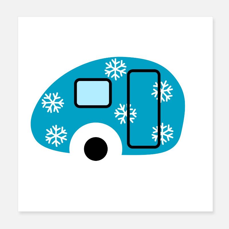 Caravan Camping Snow Snowflakes Winter Fan Poster 8" x 8" (20x20 cm)