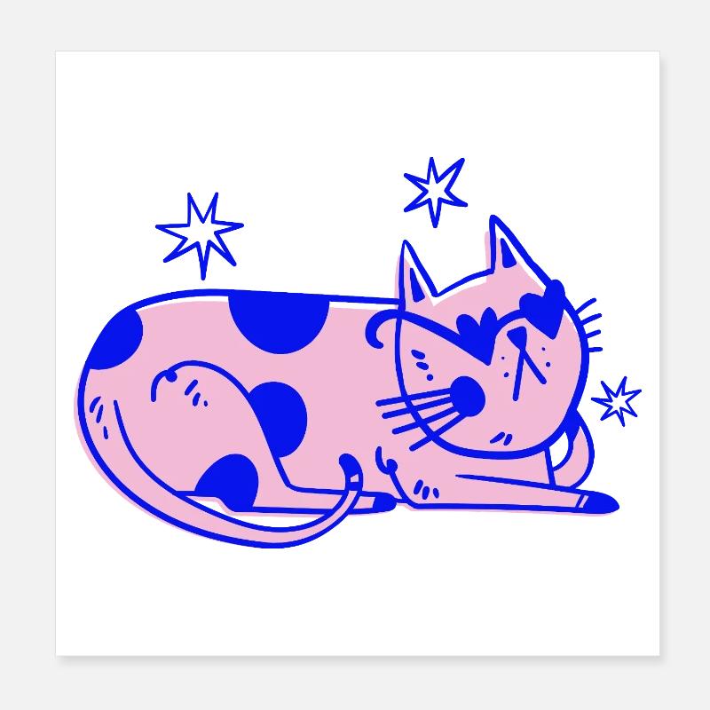 Stylish Cat – Relaxed Retro Vibes Poster 8" x 8" (20x20 cm)