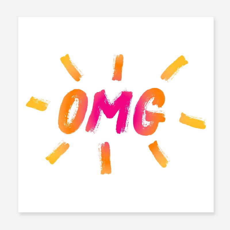 OMG pinceau bande dessinée cool dictons citations coloré Poster 20 x 20 cm