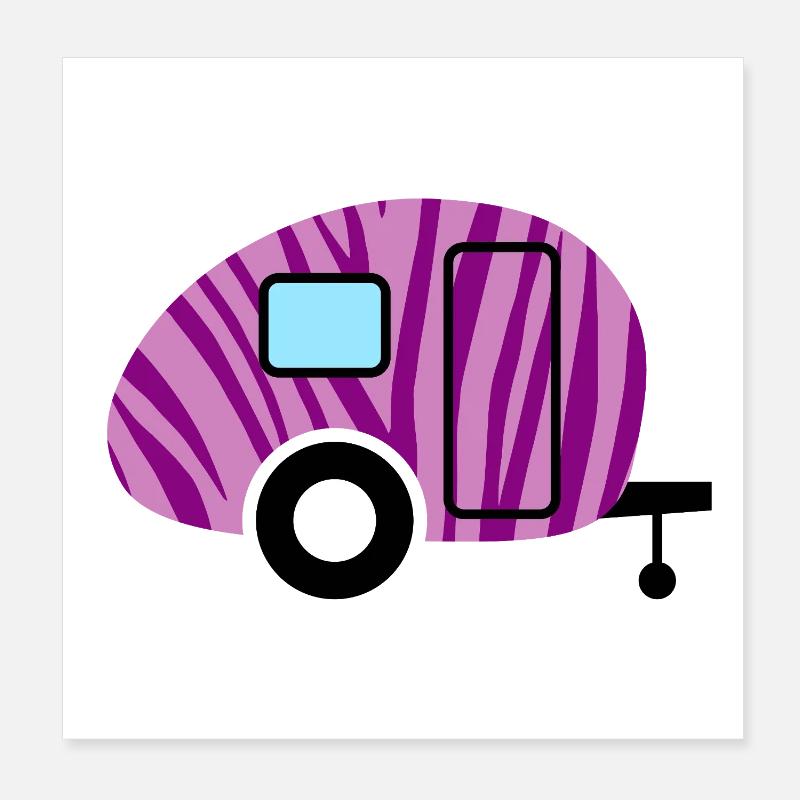 Caravan Caravan Zebra Camping Camper Pattern Fan Poster 8" x 8" (20x20 cm)
