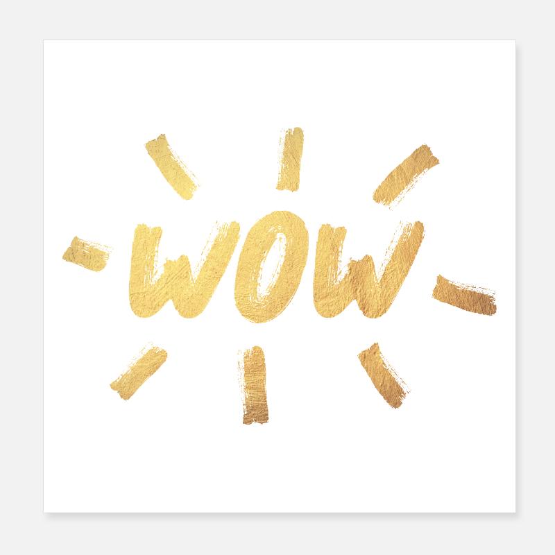 WOW Brush Gold OMG Handwriting Comic Style Cool Poster 8" x 8" (20x20 cm)
