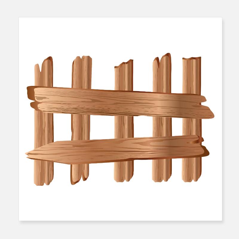 Élément de clôture en bois rustique Motif aspect bois Poster 20 x 20 cm