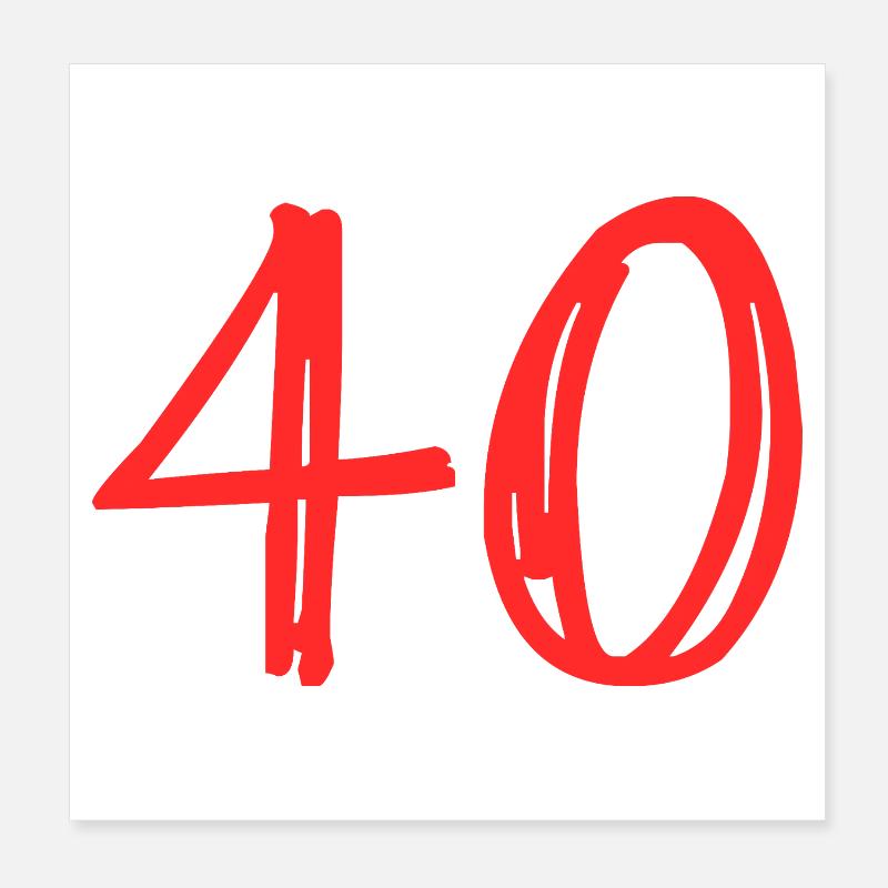 Design Numérique Chiffres en Rouge Poster 20 x 20 cm