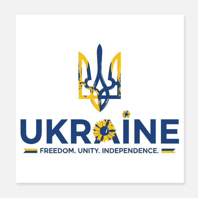 Trident Sunflower Ukraine Flag Poster 8" x 8" (20x20 cm)