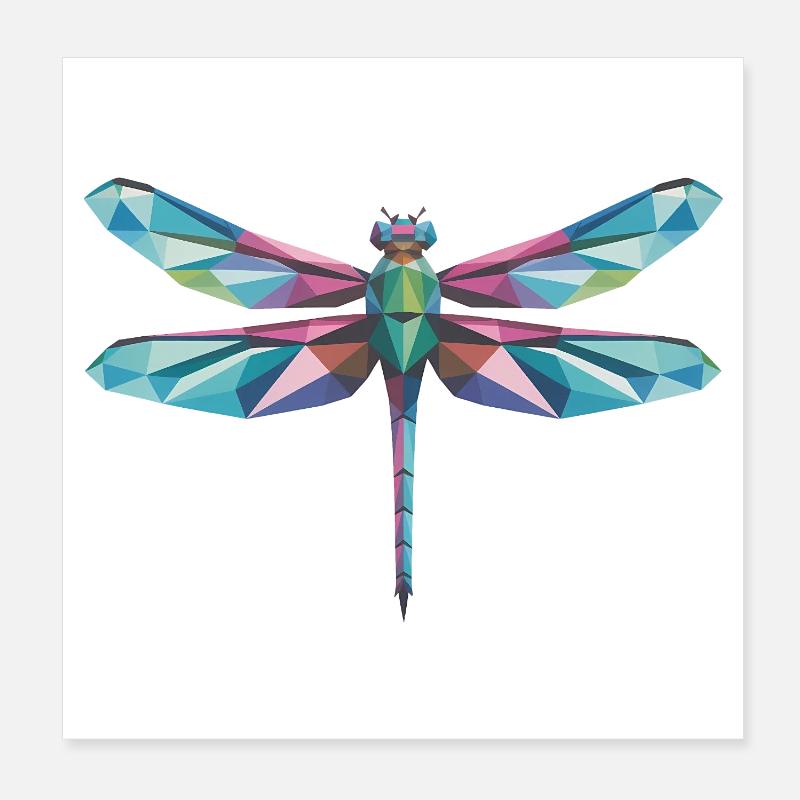 Dragonfly - Cooles Low-Poly-Logo Poster 20x20 cm