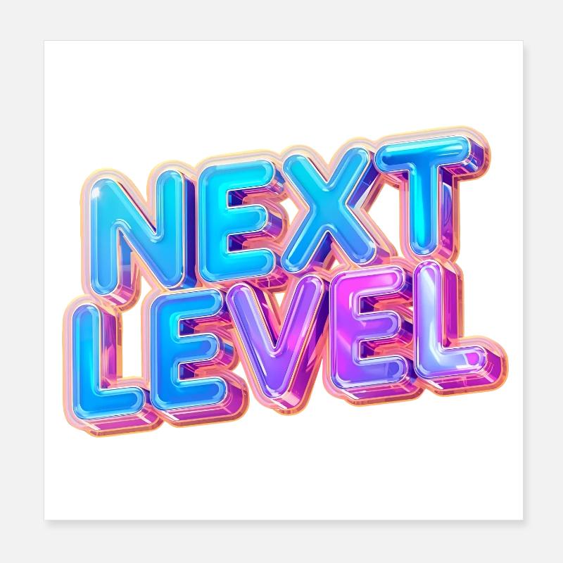 Next Level 3D Text — Bold Gradient Design Poster 8" x 8" (20x20 cm)