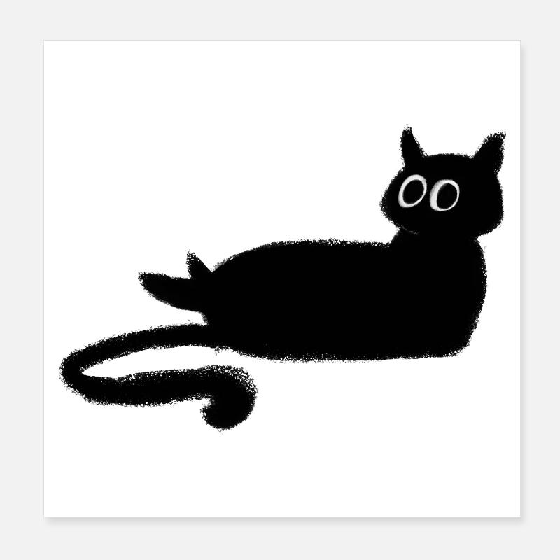Chat noir charbon  Poster 20 x 20 cm