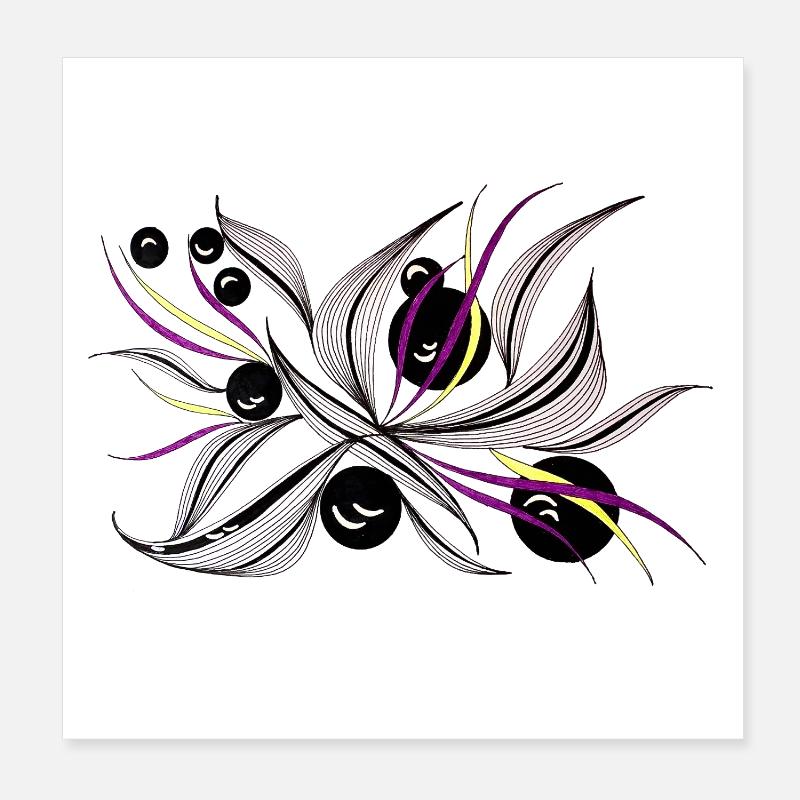 Black and White Flower Beam Pattern Poster 8" x 8" (20x20 cm)