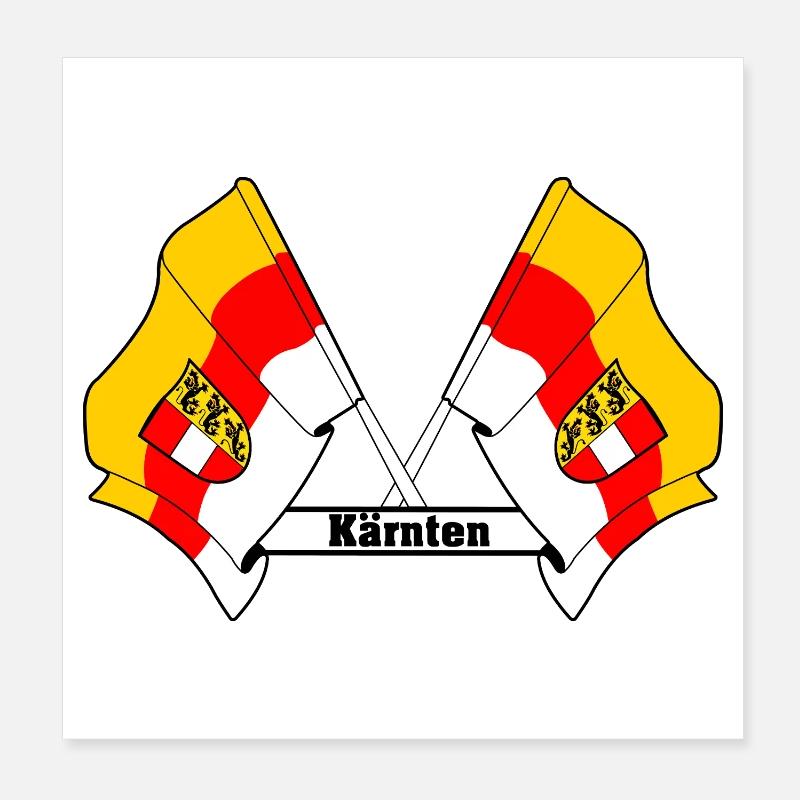 Drapeaux de Kärnten avec nom de province Poster 20 x 20 cm