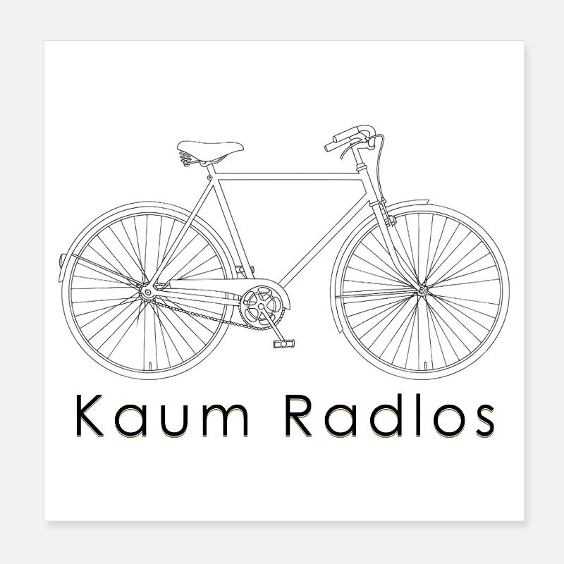 Barely Wheelless Minimal Bicycle Motif - Poster 8" x 8" (20x20 cm) - white