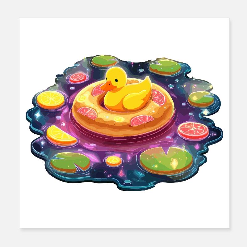 Des canards donuts dans le lac Galaxy Poster 20 x 20 cm