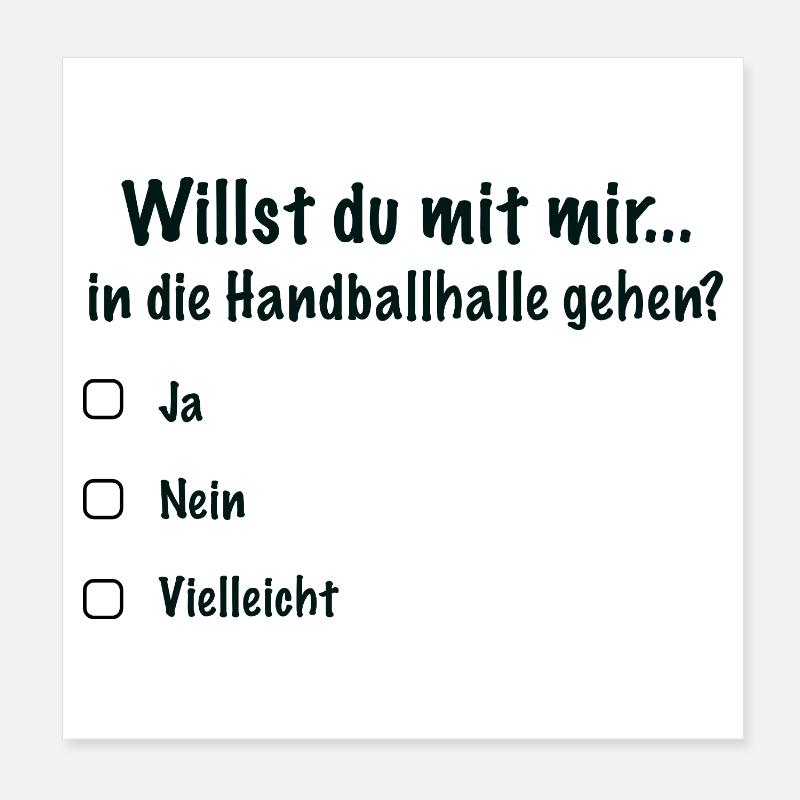 Handball Date Saying Invitation (Black) Poster 8" x 8" (20x20 cm)