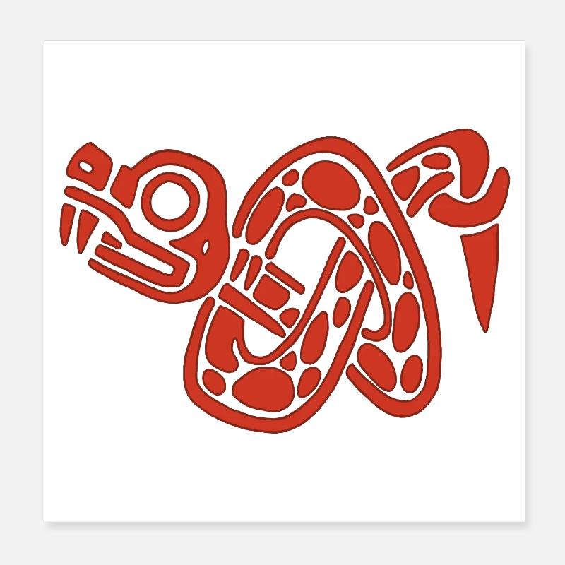 Noeud de serpent rouge Poster 20 x 20 cm