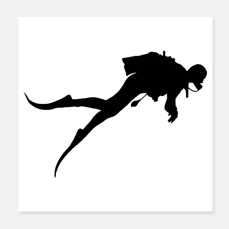 Taucher Diver Poster 20x20 cm