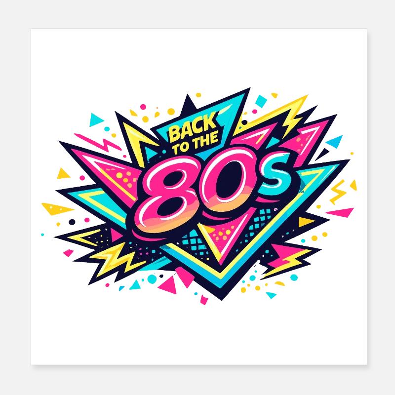 Back to the 80s Neon Burst Poster 20x20 cm