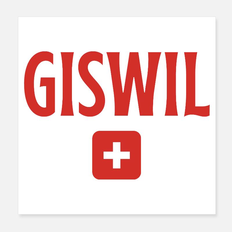 GISWIL Drapeau suisse Poster 20 x 20 cm