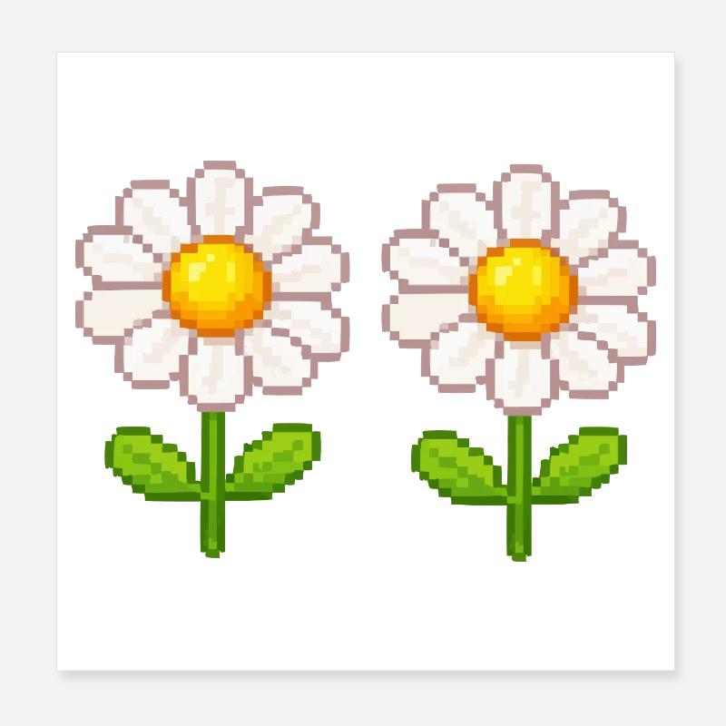 Pixel Daisy Doppelblüten Poster 20x20 cm