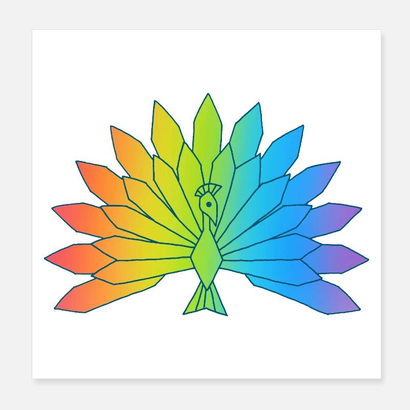 Paon multicolore Poster 20 x 20 cm