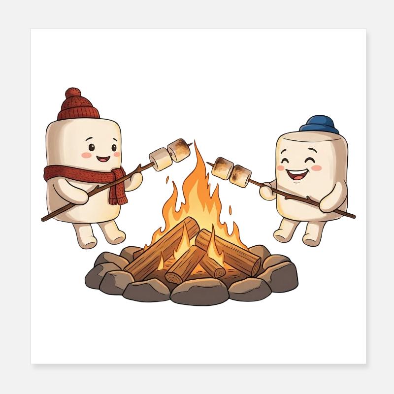Campfire Marshmallow Friends Poster 8" x 8" (20x20 cm)