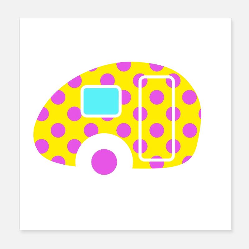 Caravane Vintage Camping Caravan Retro Dots Dots Poster 20 x 20 cm