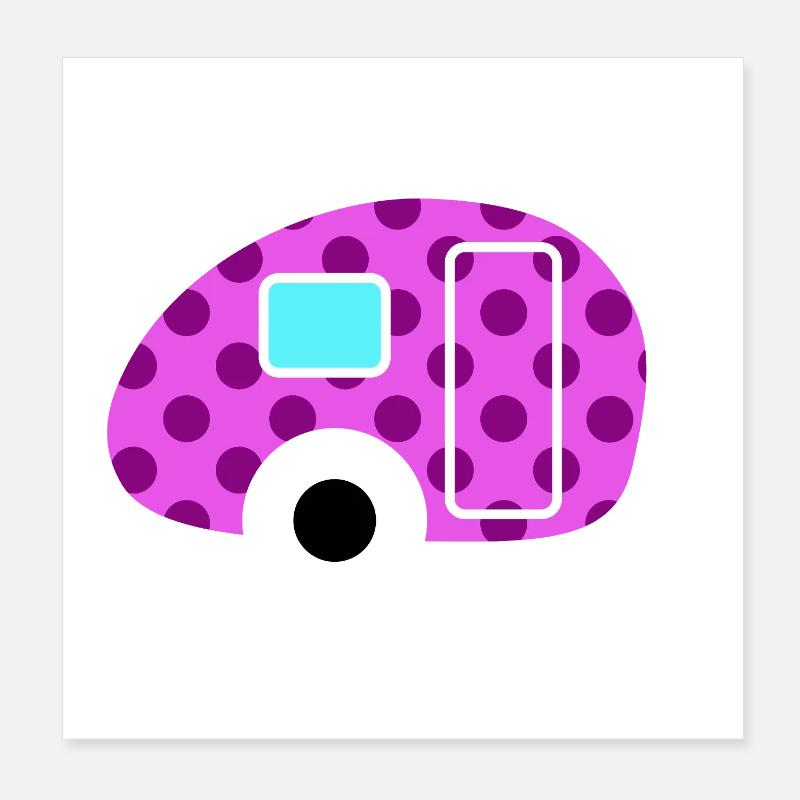 Caravan Wohnwagen pink Dots Punkte Camper Retro Poster 20x20 cm