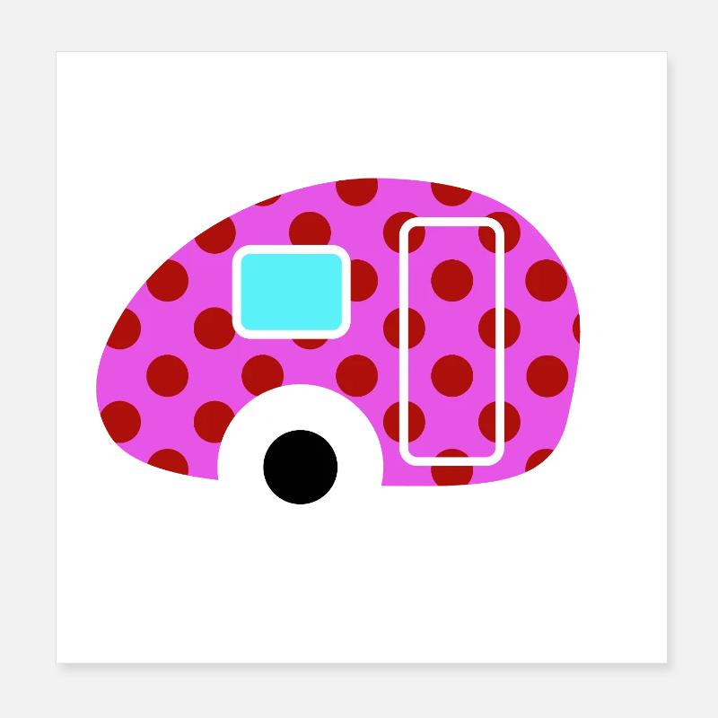 Caravan Van Life Retro Wohnwagen Camper Dots Punkt Poster 20x20 cm
