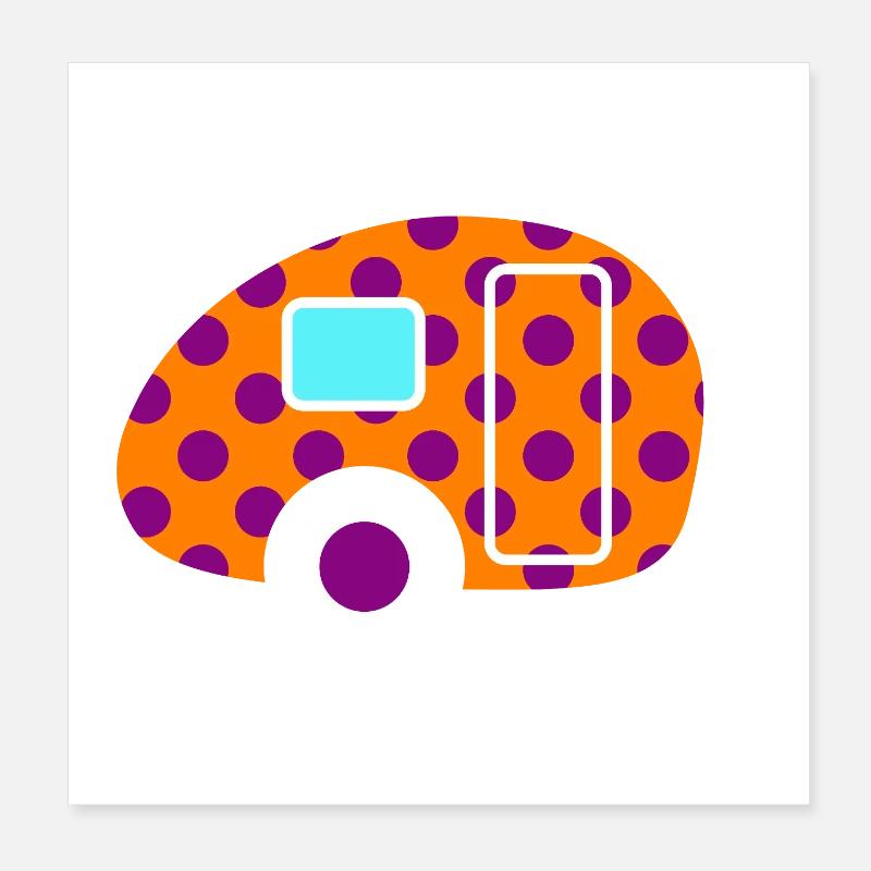Caravan Wohnwagen Dots Punkte orange 50er Retro Poster 20x20 cm