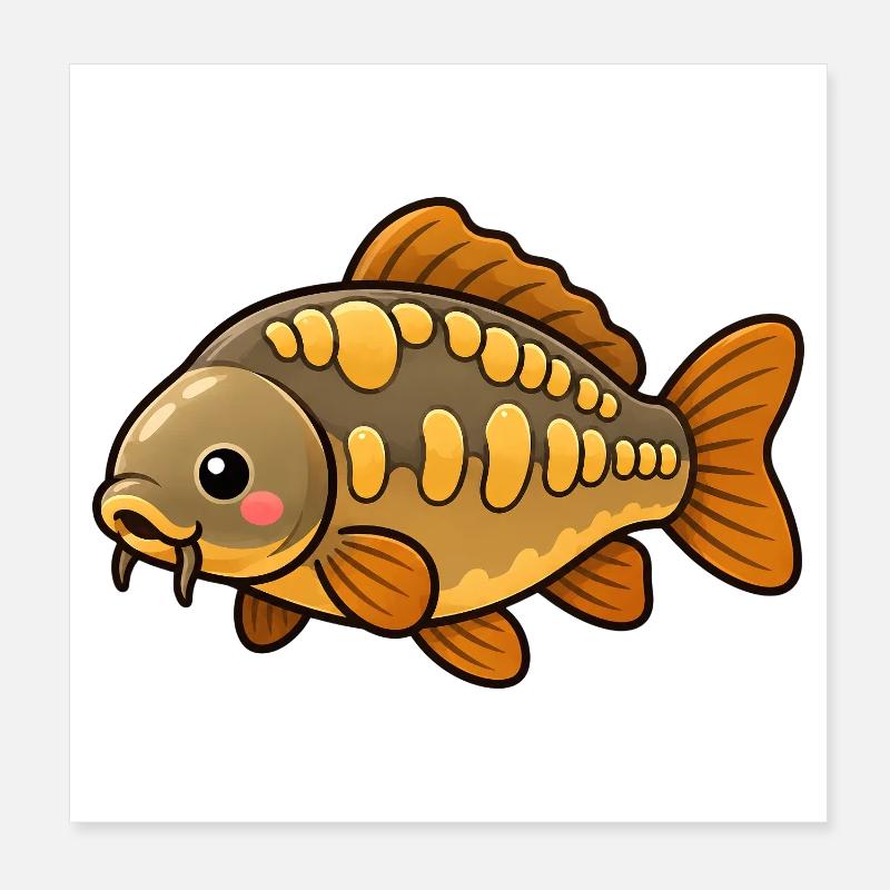 Conception de pêche des enfants carpes mignons Poster 20 x 20 cm