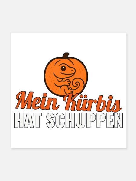 Mein Kürbis hat Schuppen – Gecko Halloween Shirt - Poster 20x20 cm - Weiß