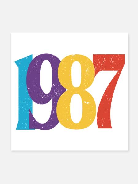 Geboren 1987 Geburtstagsgeschenk Geburtstag 87 - Poster 20x20 cm - Weiß - Vorne