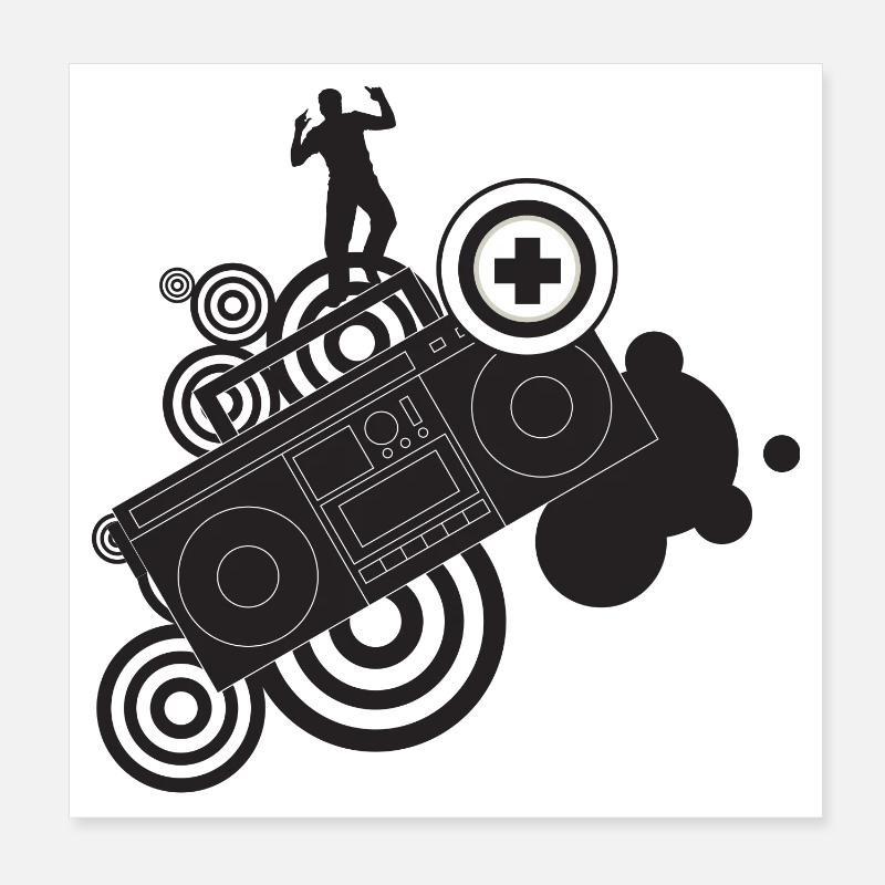 Hip Hop et Funky - Poster 20 x 20 cm - blanc