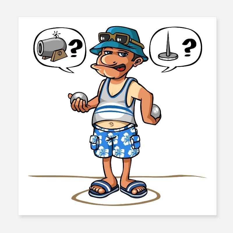 Petanque-Spieler - Poster 20x20 cm - Weiß