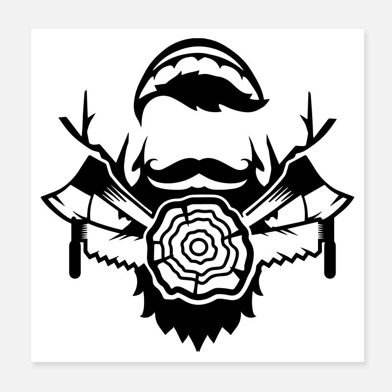 Holzfäller mit Säge und Axt Poster 20x20 cm