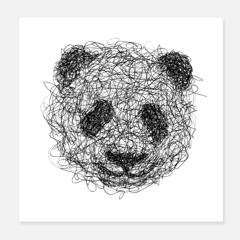 Panda dessin gribouillage - Panda scribble art Poster 20 x 20 cm