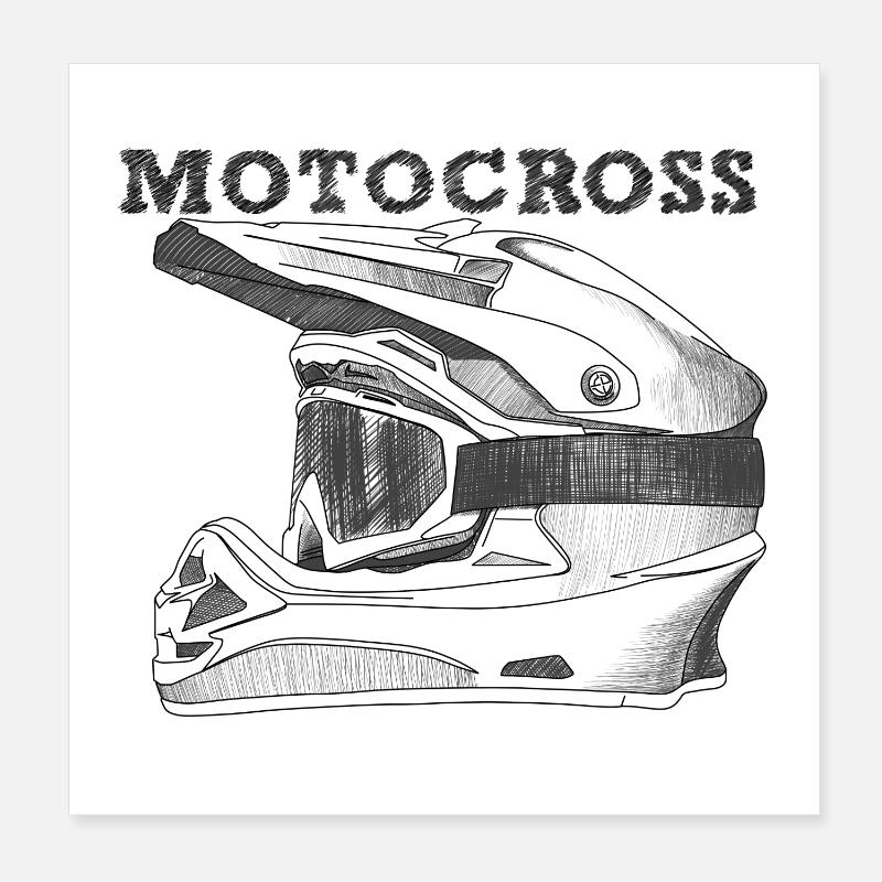 Motocross - Poster 20 x 20 cm - blanc