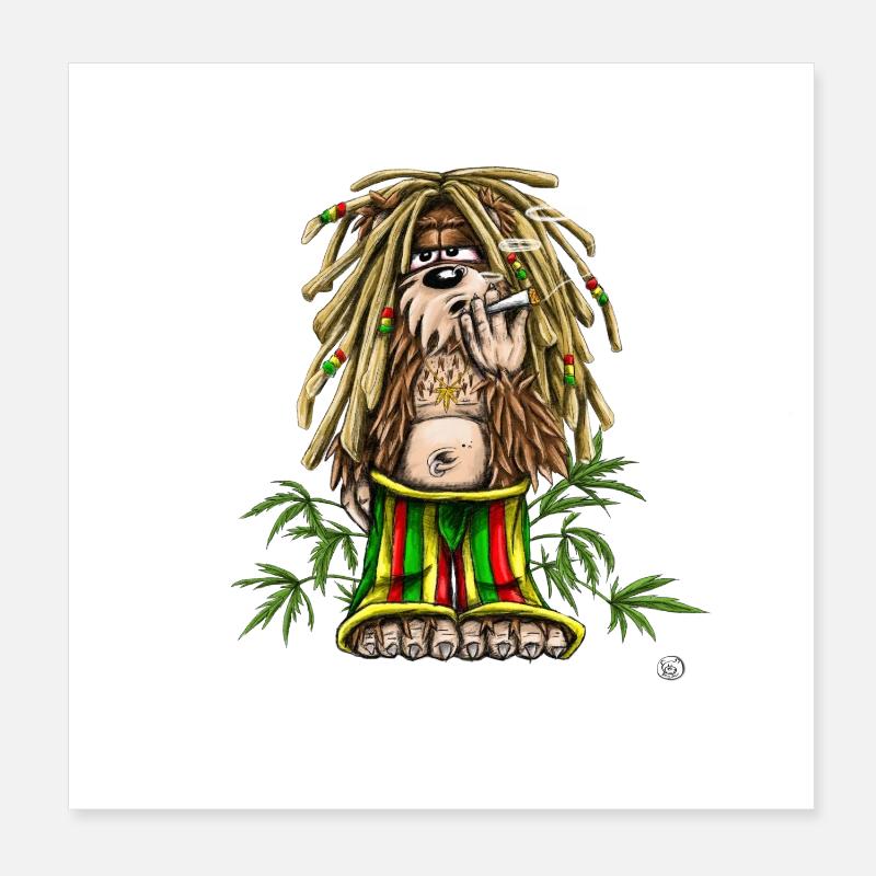 Rastafari Dread Bear Illustration Poster 20x20 cm