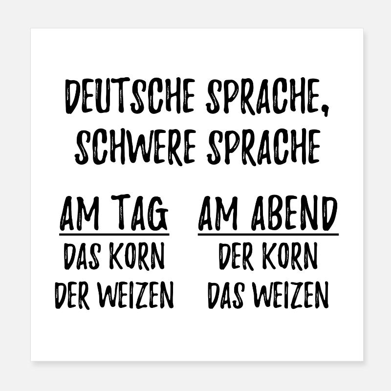 Deutsche Sprache schwere Sprache schwarz Poster 20x20 cm