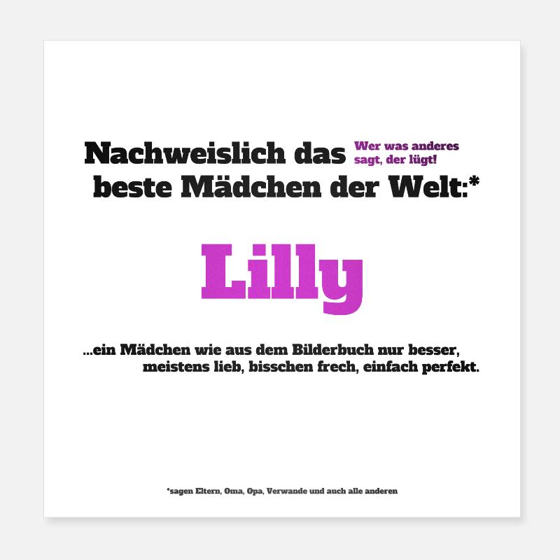 Ich bin Lilly - Lilly als Vorname - Mädchen Poster 20x20 cm