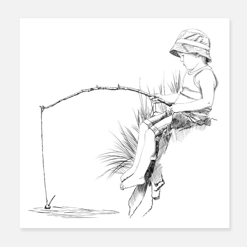 Angler - Poster 20x20 cm - Weiß