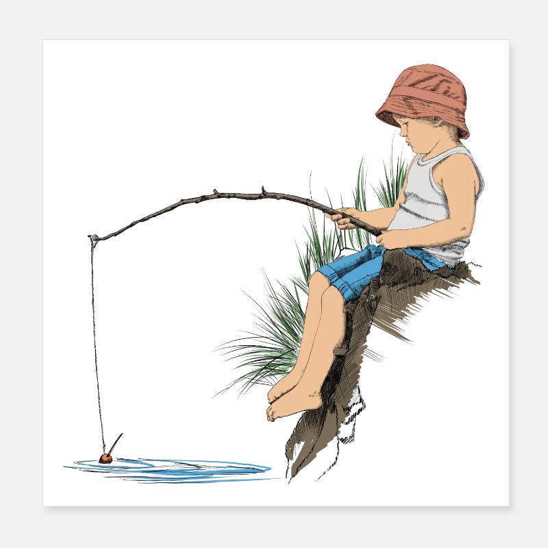 Angler - Poster 20x20 cm - Weiß