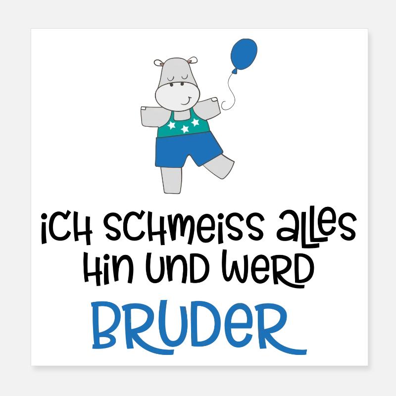 Bruder Hippo mit Ballon Poster 20x20 cm