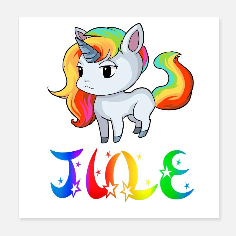 Jule Einhorn - Poster 20x20 cm - Weiß