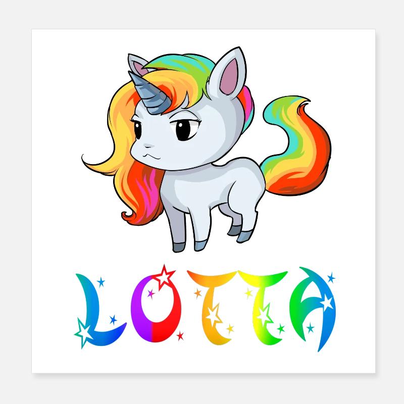 Lotta Einhorn - Poster 20x20 cm - Weiß