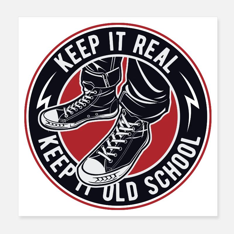 Keep It Real Old School Sneakers Logo - Poster 20x20 cm - Weiß