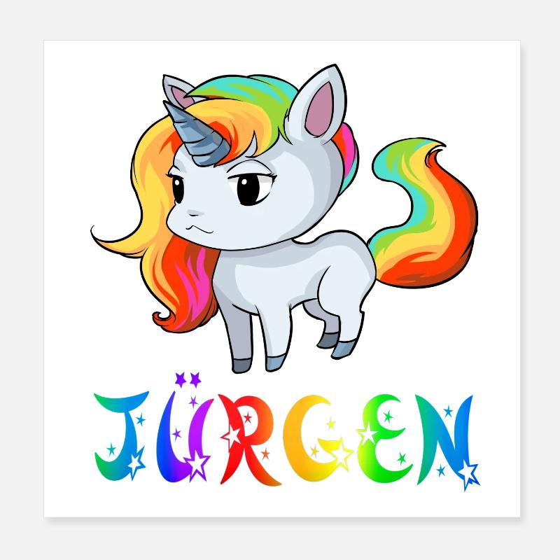 Einhorn Jürgen - Poster 20x20 cm - Weiß