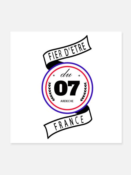 Fier D'être Du 07 Ardèche France - Poster 20 x 20 cm - blanc - Devant