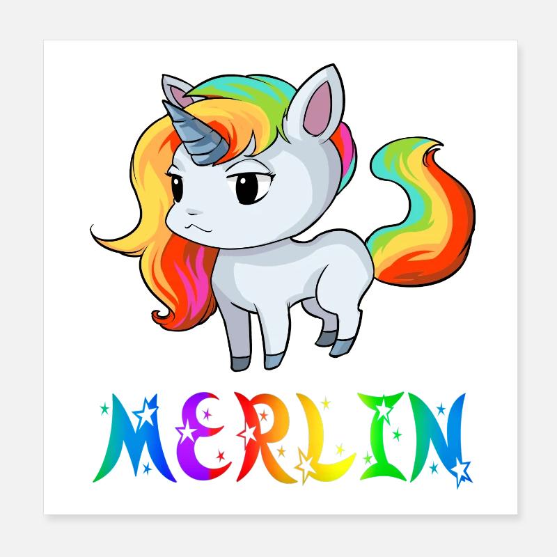 Einhorn Merlin Poster 20x20 cm